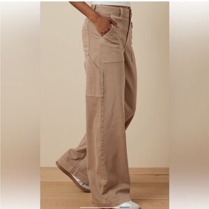 AE Dreamy Drape super high-waisted tan baggy wide-leg pant
